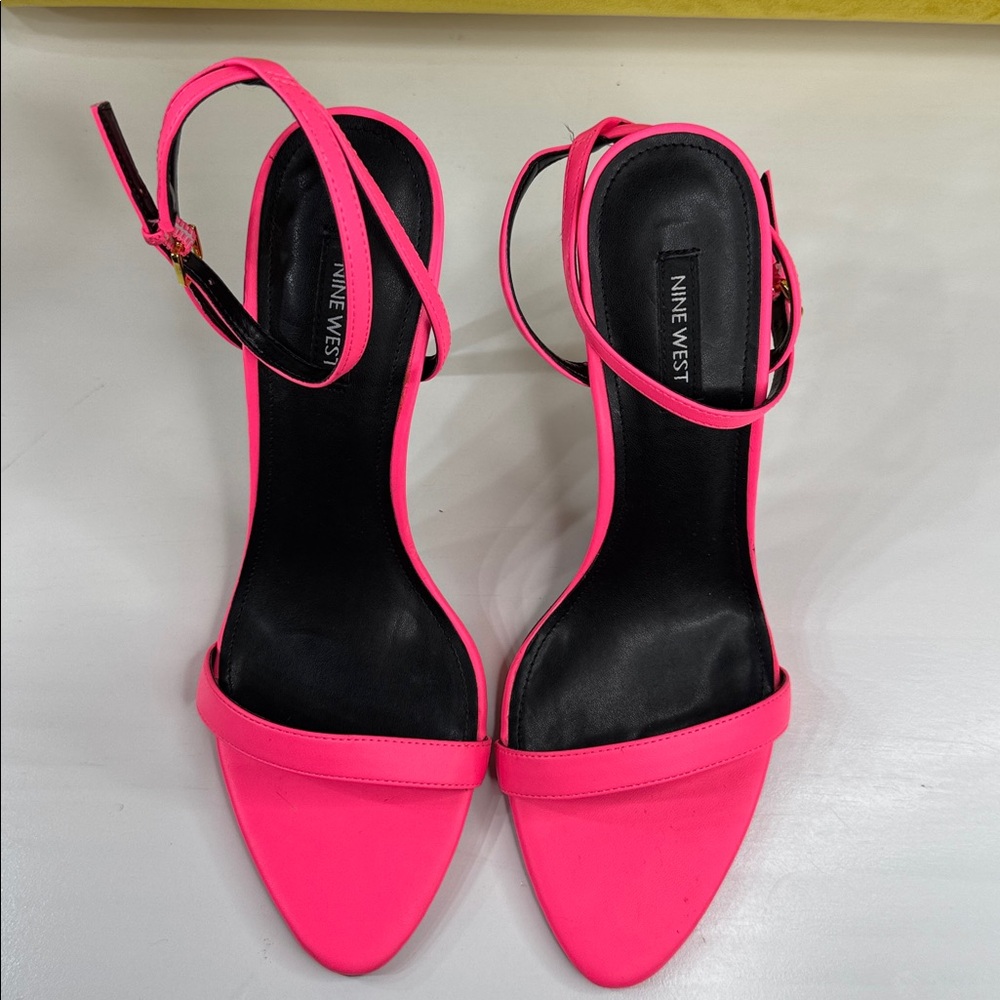 Nine West • Women's Reina Heeled Sandal • Neon Pink • Size 9.5 • - Picture 6 of 17